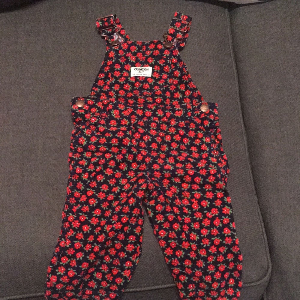 Corduroy floral overalls (size 12 months)